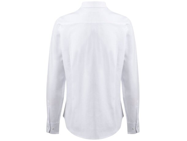 Camisa oxford Prithvi mujer elástica manga larga Blanco detalle 12