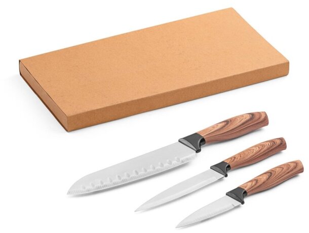 Juego de 3 cuchillos de cocina baharat en acero inoxidable Natural detalle 8
