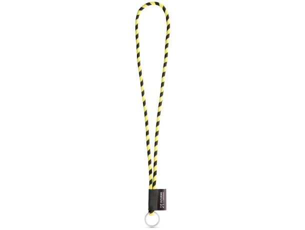 Lanyard Tube Long en poliamida con anilla de 32 mm Amarillo hexachrome/Negro detalle 2