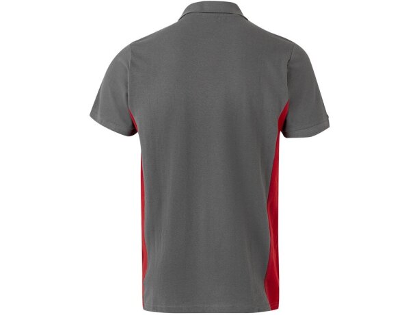 Polo piqué bicolor Supay manga corta con cuello en canalé Gris/Rojo detalle 8