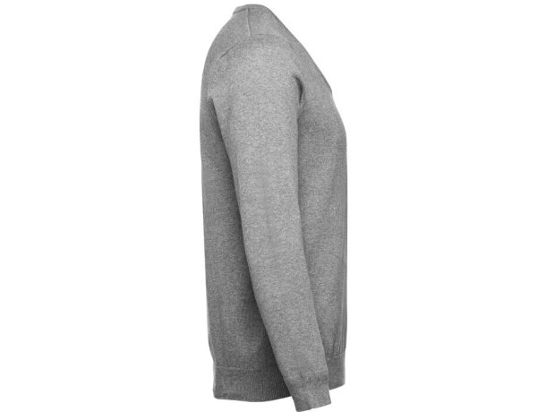Jersey cuello en v milan con puños en canalé Gris matizado detalle 4