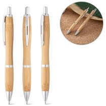 Bolígrafo bambú natural clip metálico ecológico