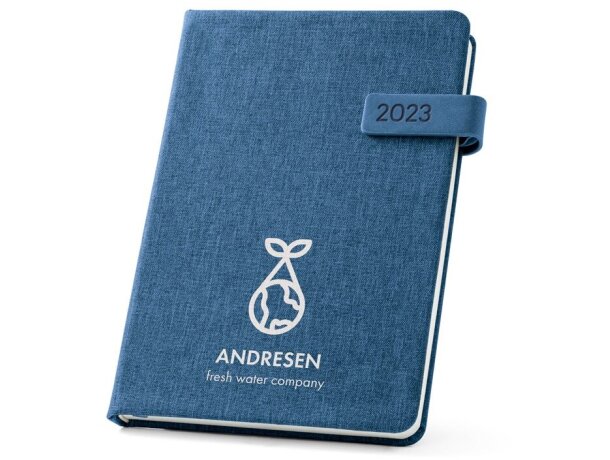 Agendas personalizadas Andresen A5 rPET reciclado con cierre elástico azul
