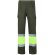 Pantalón de sarga bicolor VL Athena con bandas reflectantes Verde militar/Amarillo