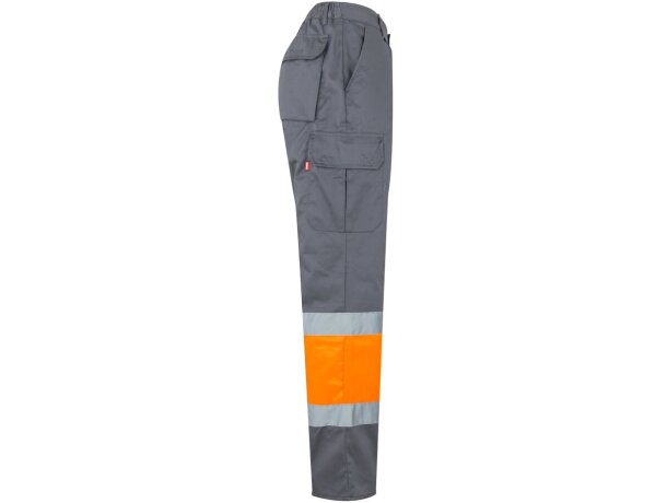 Pantalón multibolsillos bicolor poseidon con reflectantes Gris/Naranja detalle 14