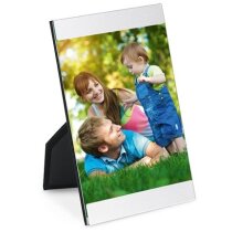 Portafotos 100x121 mm cromado satinado personalizado Portafotos 100x121 mm cromado satinado personalizado