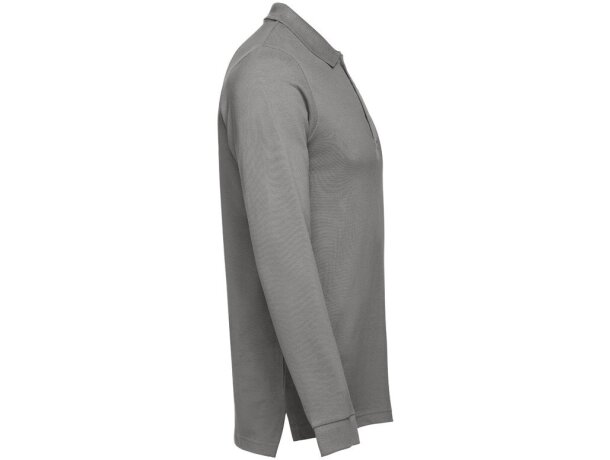 Polo manga larga Bern II de algodón con cuello canalé Gris detalle 5