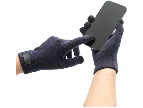 Guantes Burrow de poliéster reciclado rPET con puntas táctiles Azul marino detalle 5