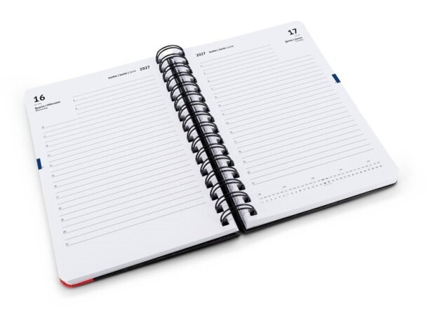 Agenda a5 brecht de papel reciclado con tapa dura y anillas Rojo detalle 9