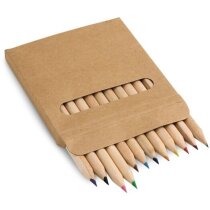 Caja Coloured de cartón con 12 lápices de madera de colores personalizado