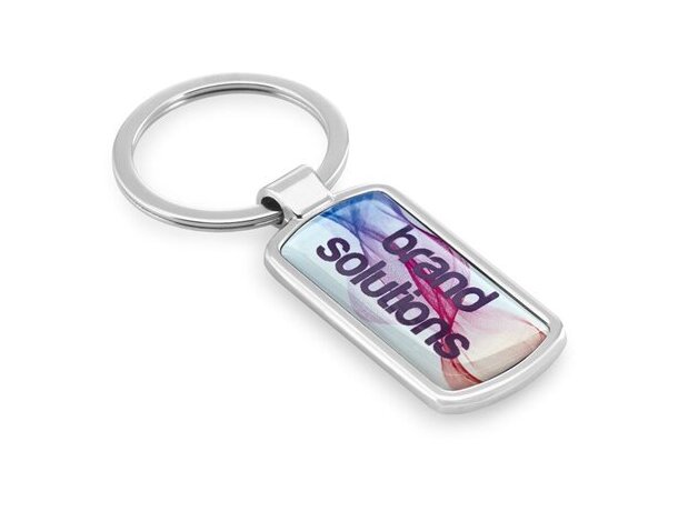 Llavero de metal elegante con estuche cromado satinado
