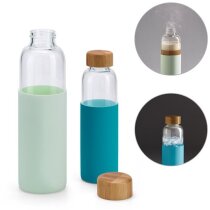 Botella cristal 600 ml bambú con funda silicona
