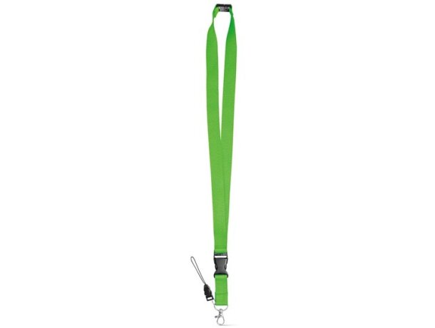 Lanyard grabado de poliéster doble verde claro