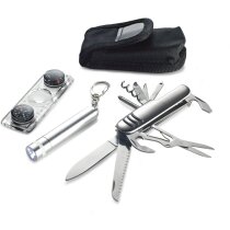 Kit de navaja multiusos, brújula y linterna personalizada