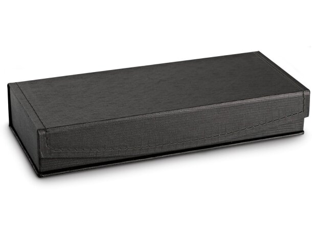 Estuche de roller y bolígrafo negro en metal barato
