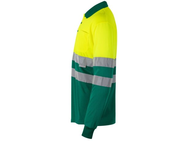 Polo bicolor alta visibilidad VL Vulcan manga larga Verde/Amarillo detalle 28