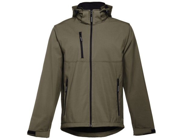 Chaqueta softshell zagreb con capucha removible para hombre Verde militar detalle 6