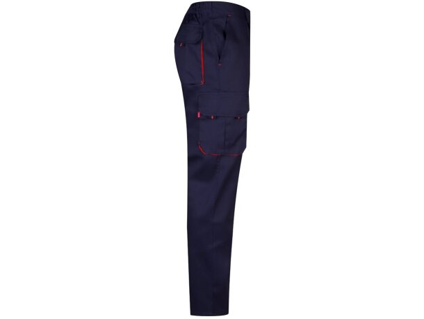 Pantalón de sarga multibolsillos bicolor VL Hypnos Azul marino/Rojo detalle 42