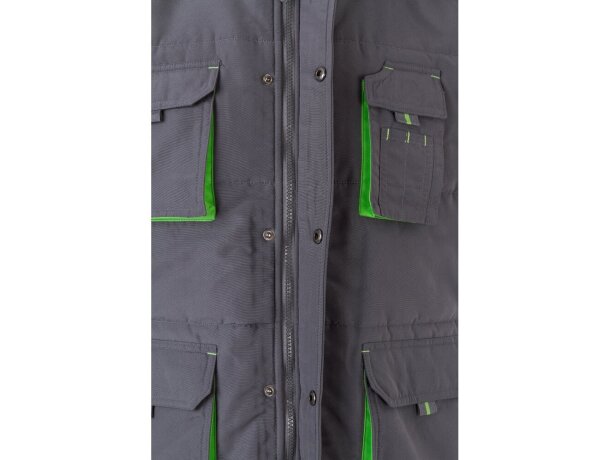 Chaleco acolchado bicolor multibolsillos unisex VL Nergal Gris/Verde detalle 4