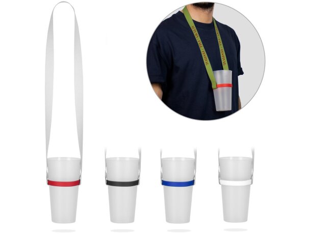 Set lanyard Bolton con portavasos de silicona sublimado detalle 1