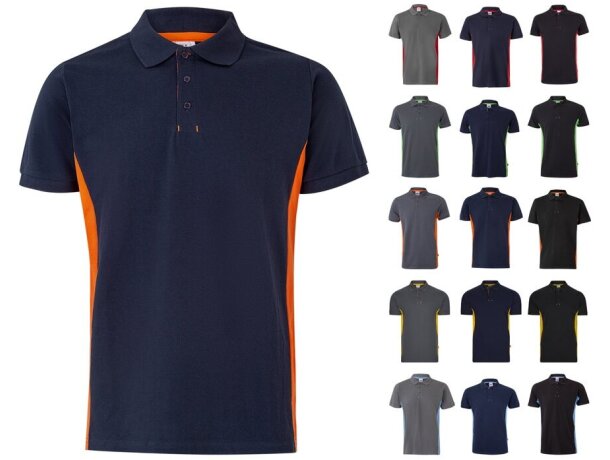 Polo piqué bicolor Supay manga corta con cuello en canalé detalle 1