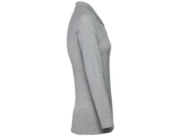 Polo manga larga mujer Bern Women II en algodón 210 g/m² Gris claro matizado detalle 3