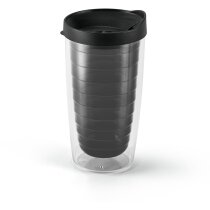Vaso de plástico con tapa de rosca personalizado negro