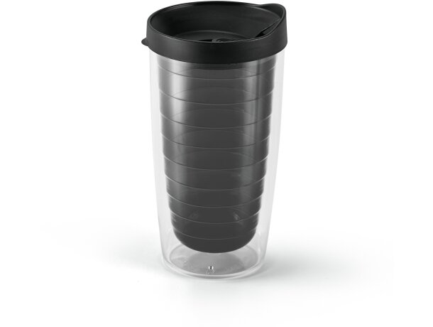 Vaso de plástico con tapa de rosca negro