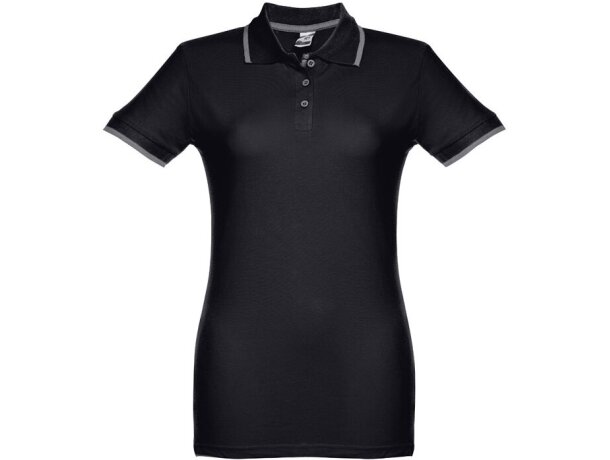 Polo slim fit Rome women bicolor algodón 210 g/m² manga corta Negro detalle 17