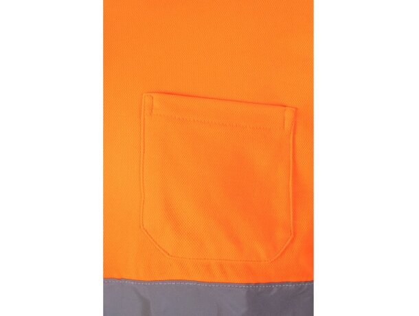 Polo Pluto alta visibilidad manga larga tallas grandes Azul marino/Naranja detalle 4