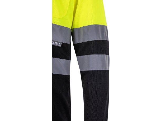 Polo bicolor alta visibilidad VL Vulcan manga larga Negro/Amarillo detalle 54