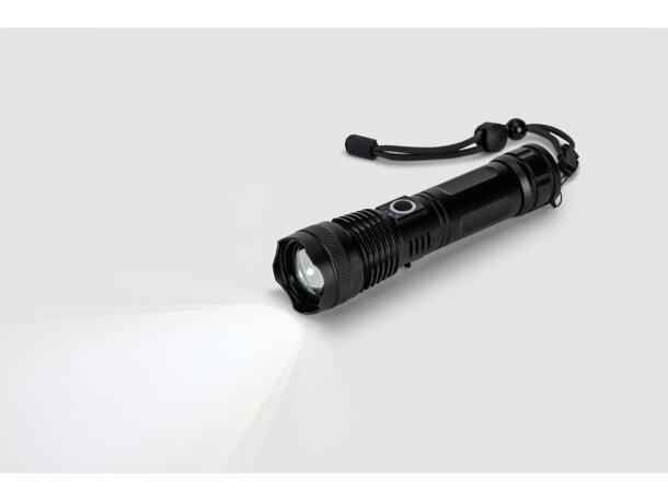 Linterna recargable Yvian en aluminio reciclado 100% Negro detalle 6