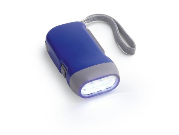 Linterna dinamo de 3 luces led azul
