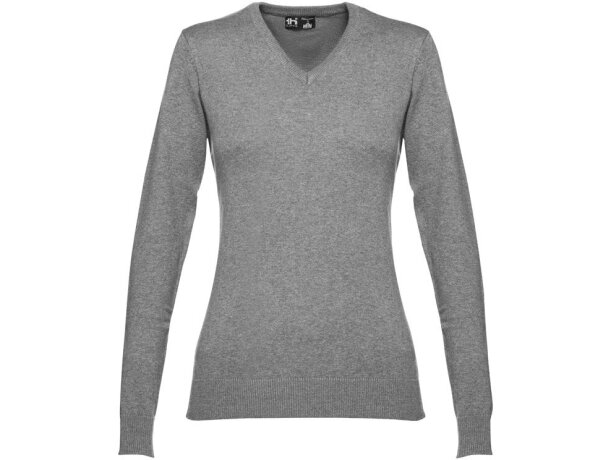 Jersey de punto cuello v mujer Milan Women Gris matizado detalle 3