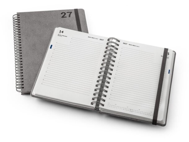 Agenda simmel b5 con anillas de cuero reciclado y elástico detalle 3