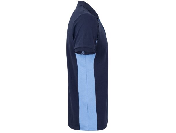 Polo piqué bicolor Supay manga corta con cuello en canalé Azul marino/Azul claro detalle 5