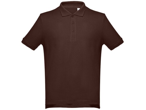 Polo Adam de algodón piqué cardado con cuello canalé Castaño oscuro detalle 38