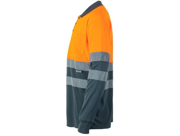 Polo bicolor alta visibilidad VL Vulcan manga larga Gris/Naranja detalle 16