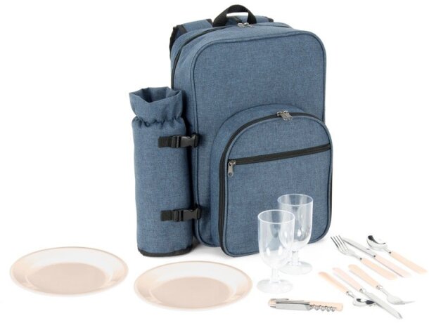 Mochila nevera whitsunday para pícnic con vajilla incluida Azul detalle 8