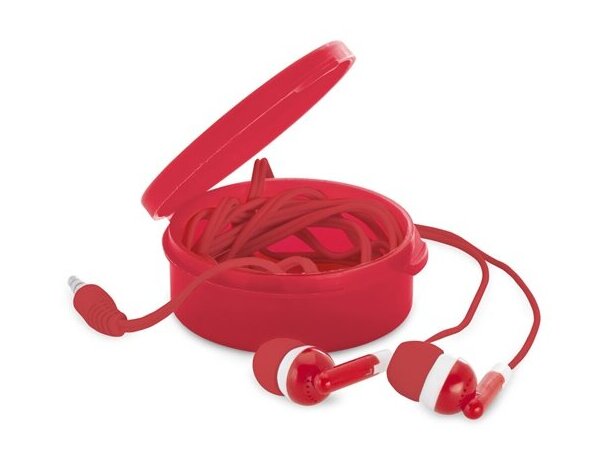 Auriculares con cajita de colores rojo