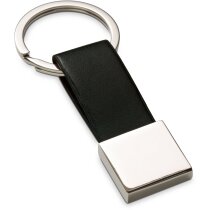 Llavero moderno de metal y polipiel negro