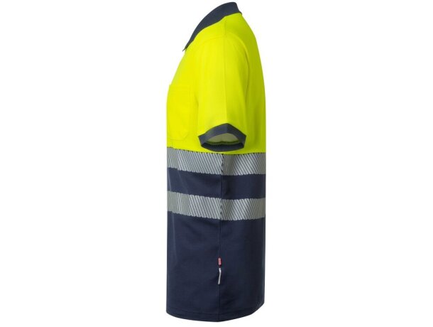 Polo piqué bicolor alta visibilidad vl achelous manga corta Azul marino/Amarillo detalle 12
