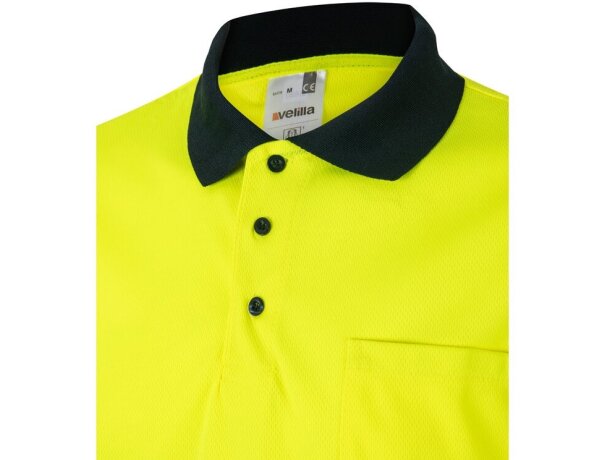 Polo alta visibilidad Cupid Large bicolor manga corta 4XL 5XL Azul marino/Amarillo detalle 39