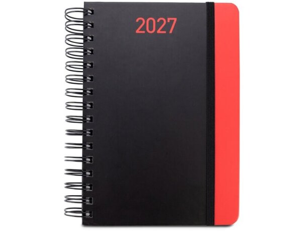Agenda a5 brecht de papel reciclado con tapa dura y anillas Rojo detalle 7