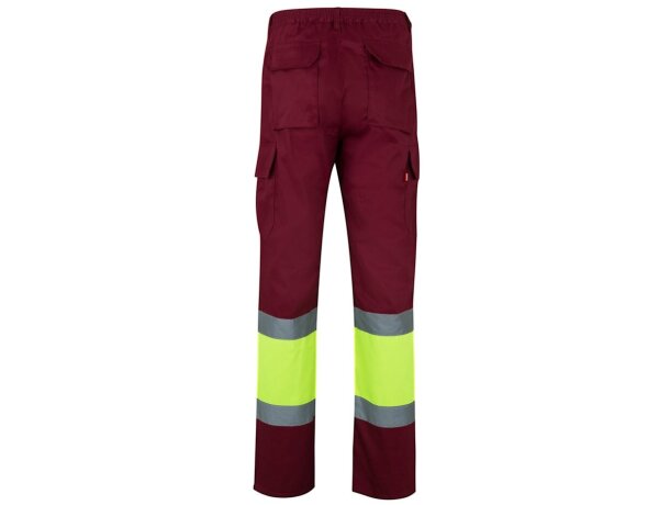 Pantalón multibolsillos bicolor poseidon con reflectantes Burdeos/Amarillo detalle 2