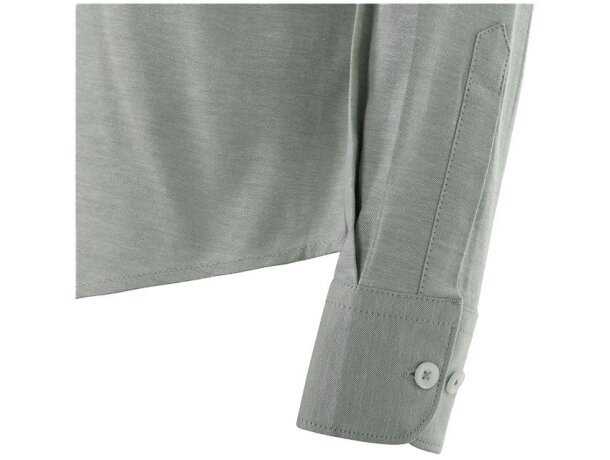 Camisa oxford Prithvi mujer elástica manga larga Verde detalle 11