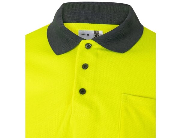 Polo bicolor alta visibilidad VL Vulcan manga larga Gris/Amarillo detalle 35