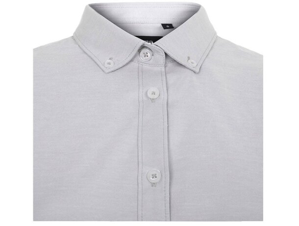 Camisa oxford Prithvi mujer elástica manga larga Gris claro detalle 7