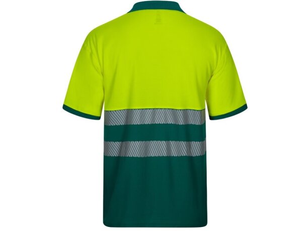 Polo piqué bicolor alta visibilidad vl achelous manga corta Verde/Amarillo detalle 7