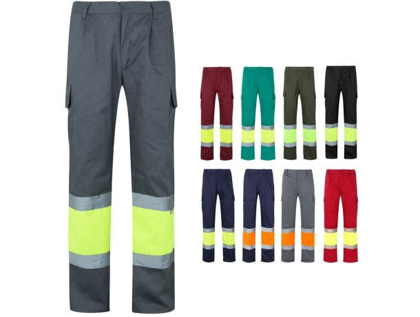 Pantalón de sarga bicolor VL Athena con bandas reflectantes detalle 1